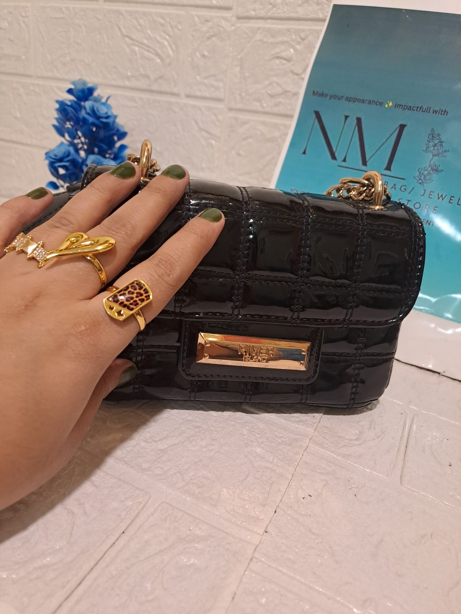 River Island Quilted Mini Crossbody - Image 3