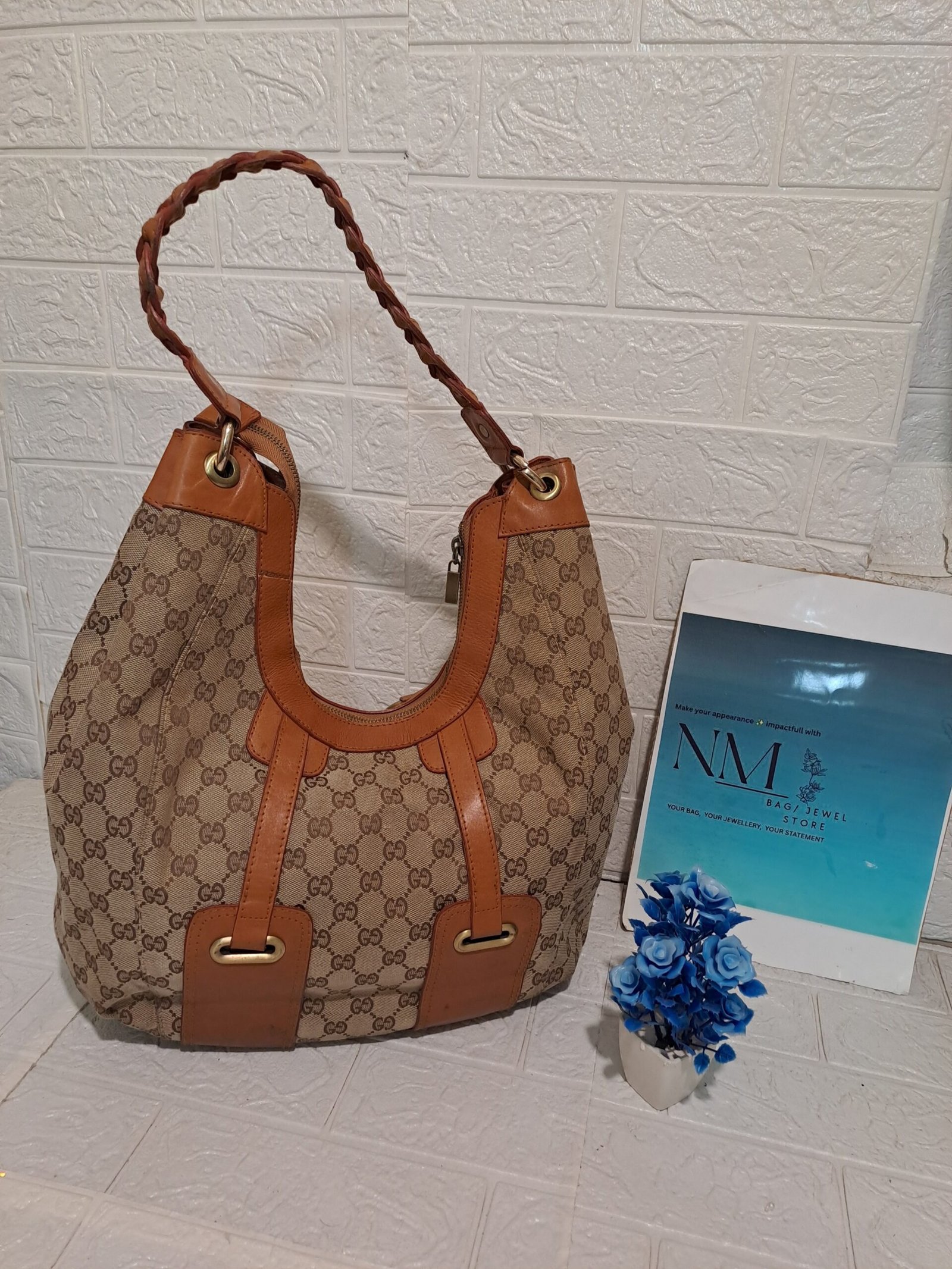 vintage Gucci Canvas Hobo Bag - Image 3