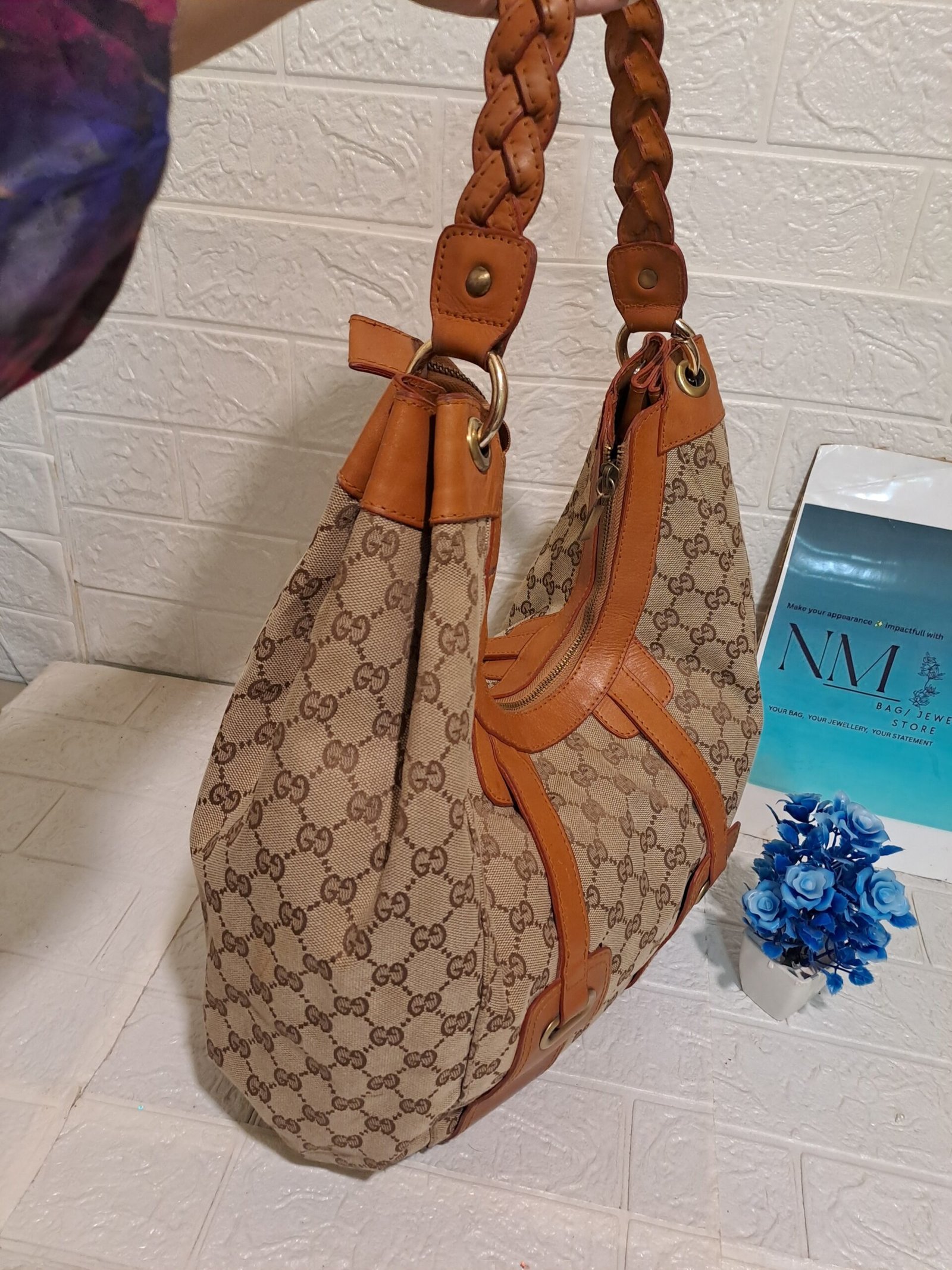 vintage Gucci Canvas Hobo Bag - Image 5