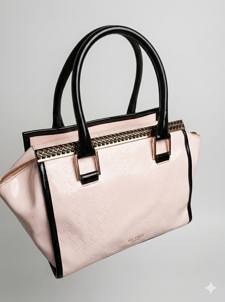 Ted Baker London Light Pink (Nude/Blush Pink) Patent Leather Handbag - Image 7