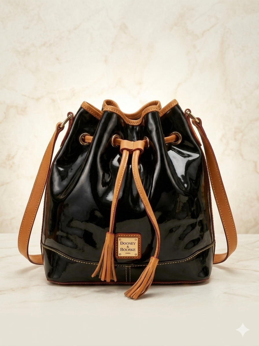 Douney Bourke Black Bucket bag Petent Leather/Crossbody