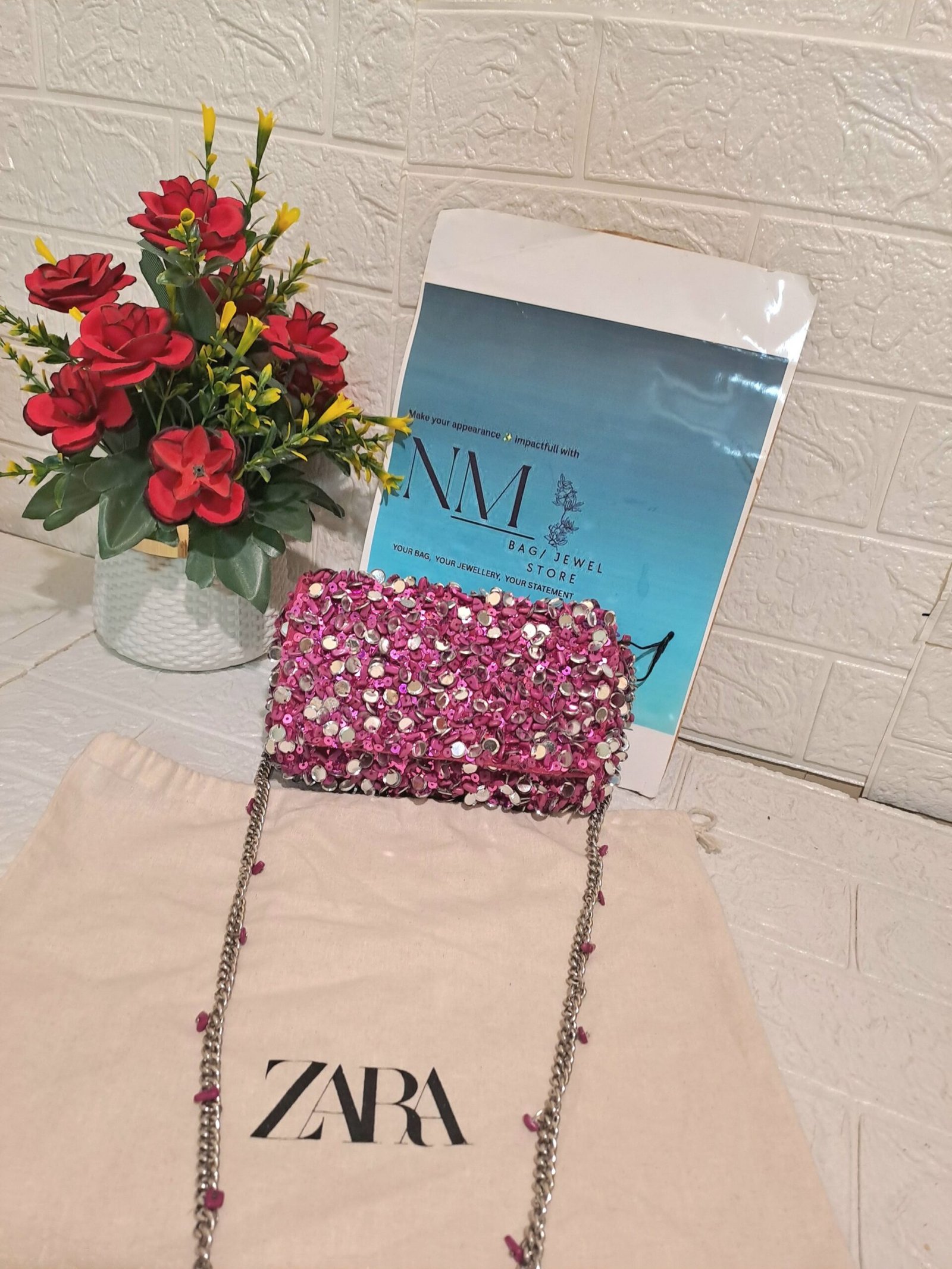 ZARA Fuchsia Pink Crossbody - Image 4