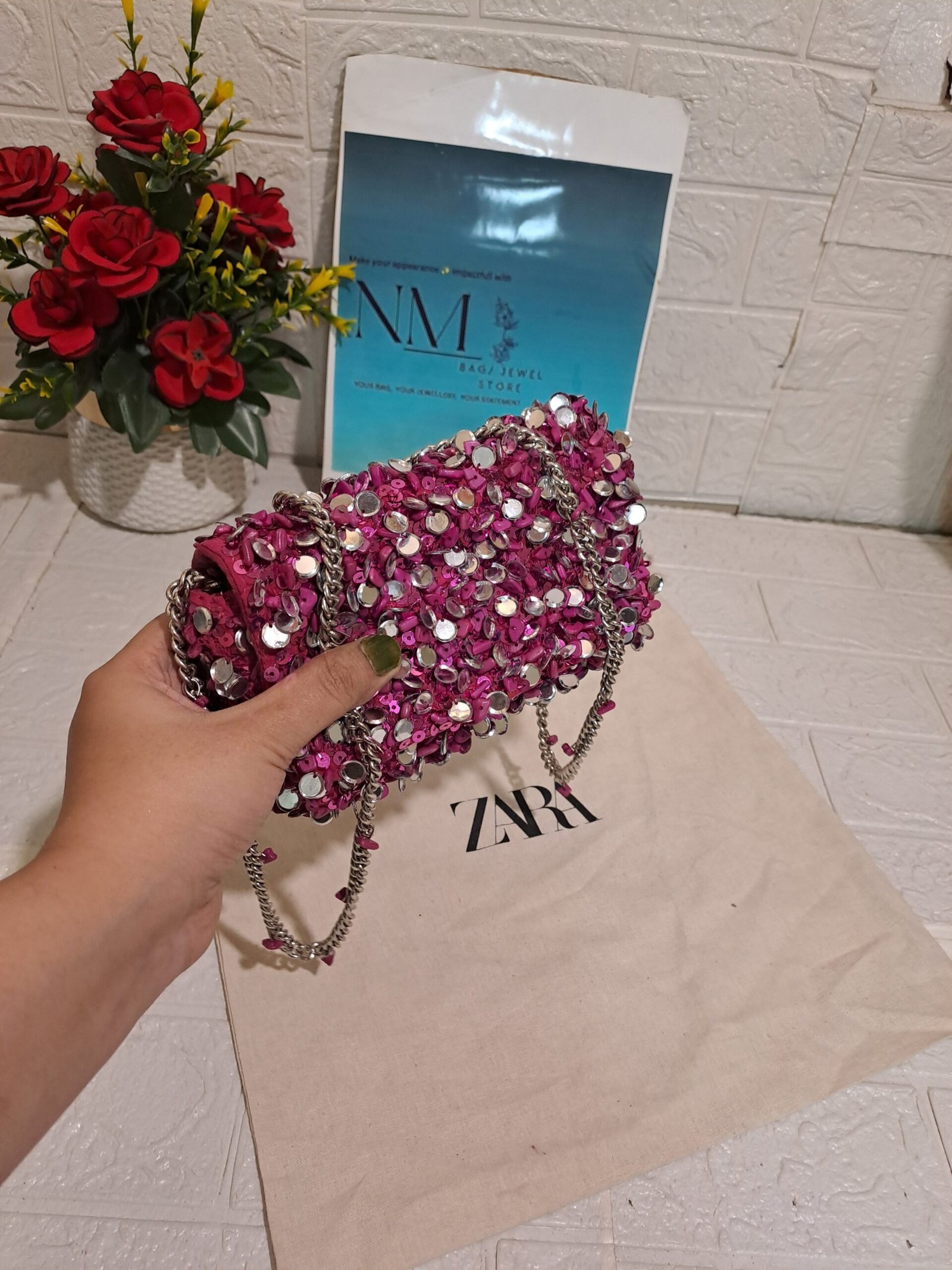 ZARA Fuchsia Pink Crossbody - Image 6