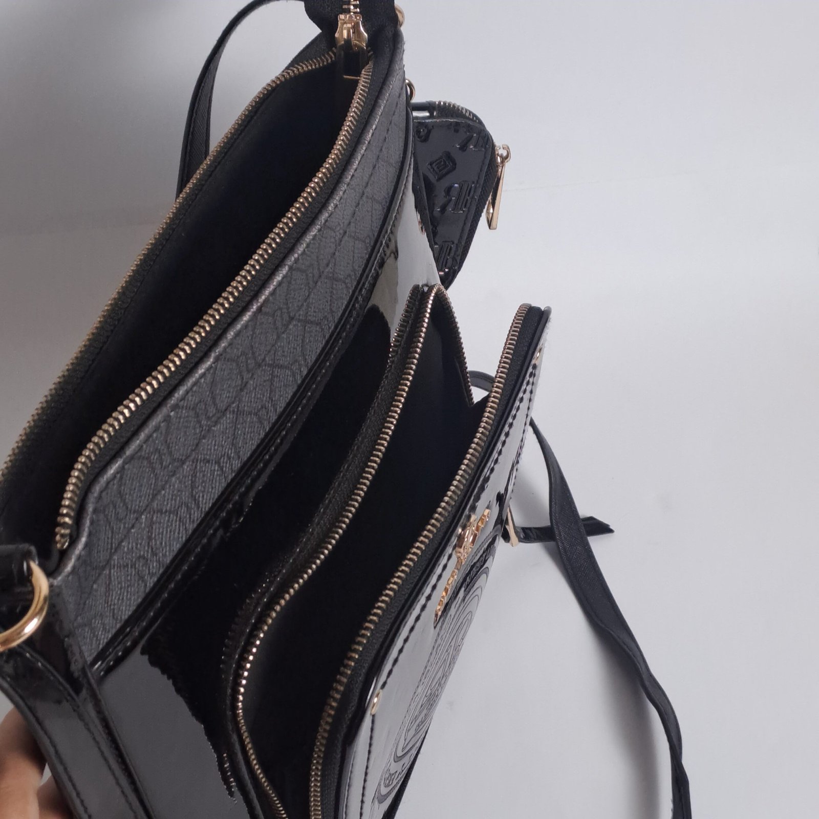 River Island Patent Monogram Messenger Bag - Image 3