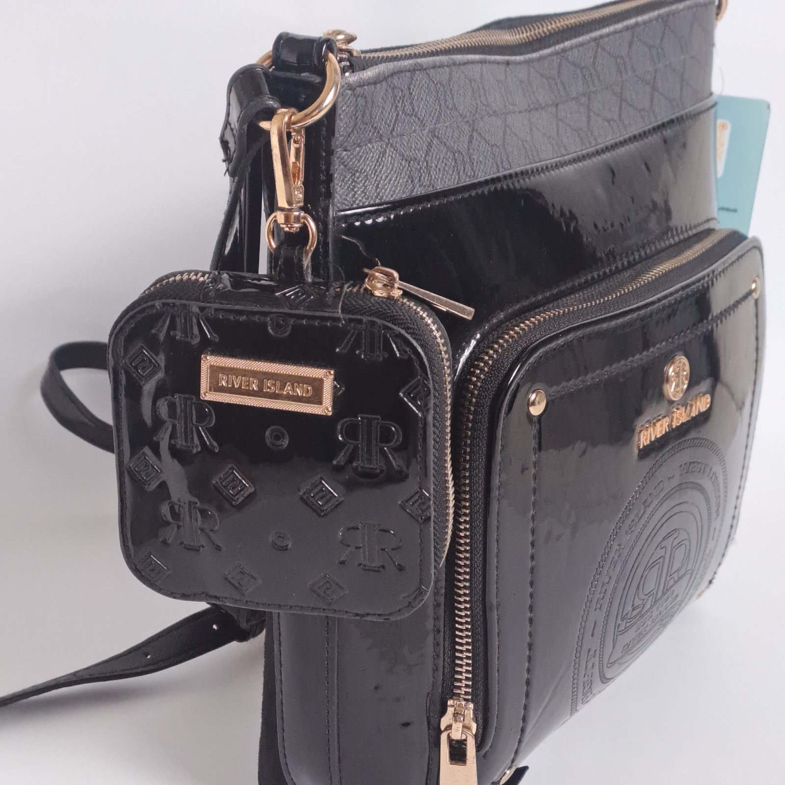 River Island Patent Monogram Messenger Bag - Image 2