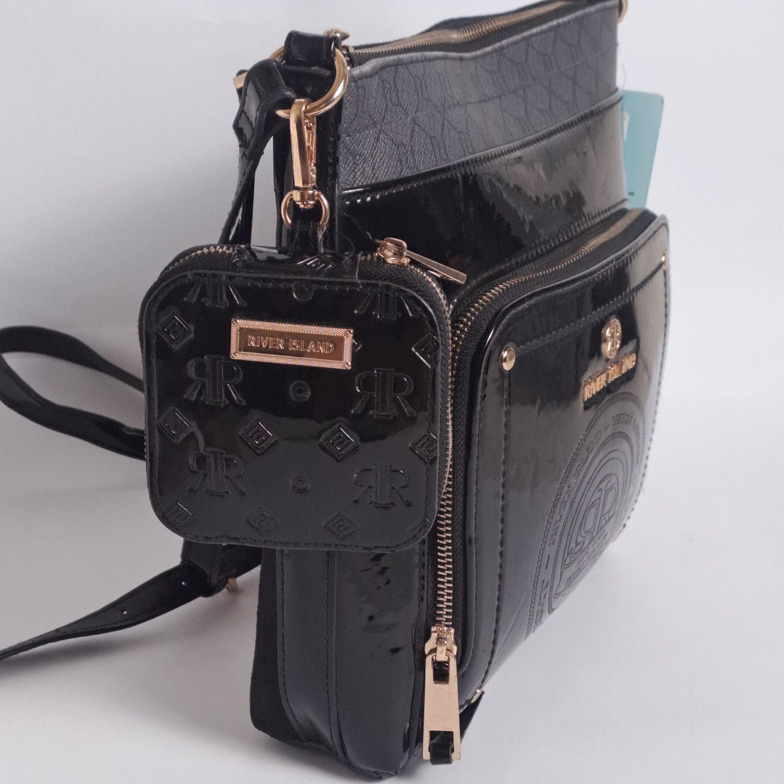 River Island Patent Monogram Messenger Bag - Image 11
