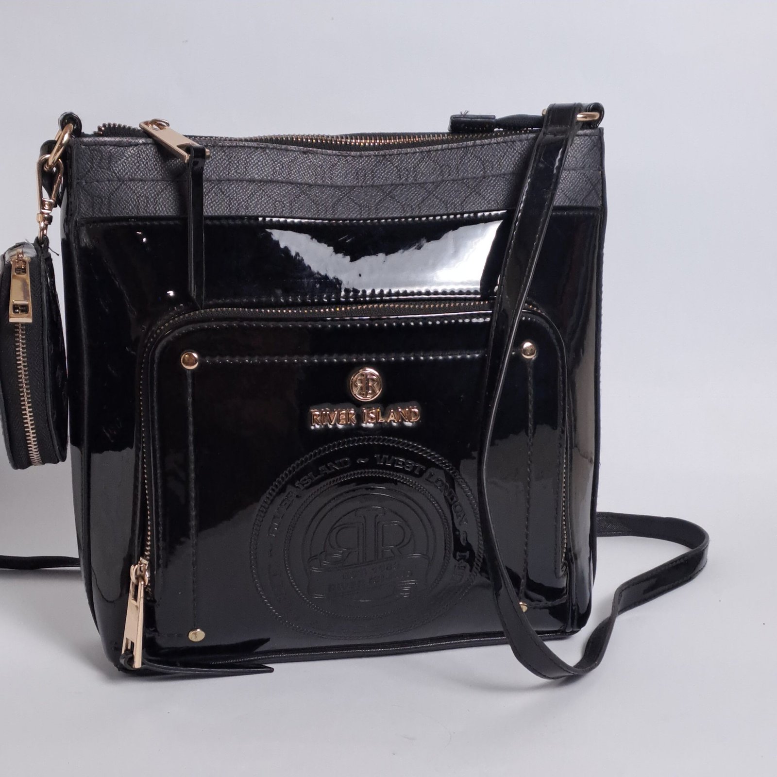River Island Patent Monogram Messenger Bag - Image 6