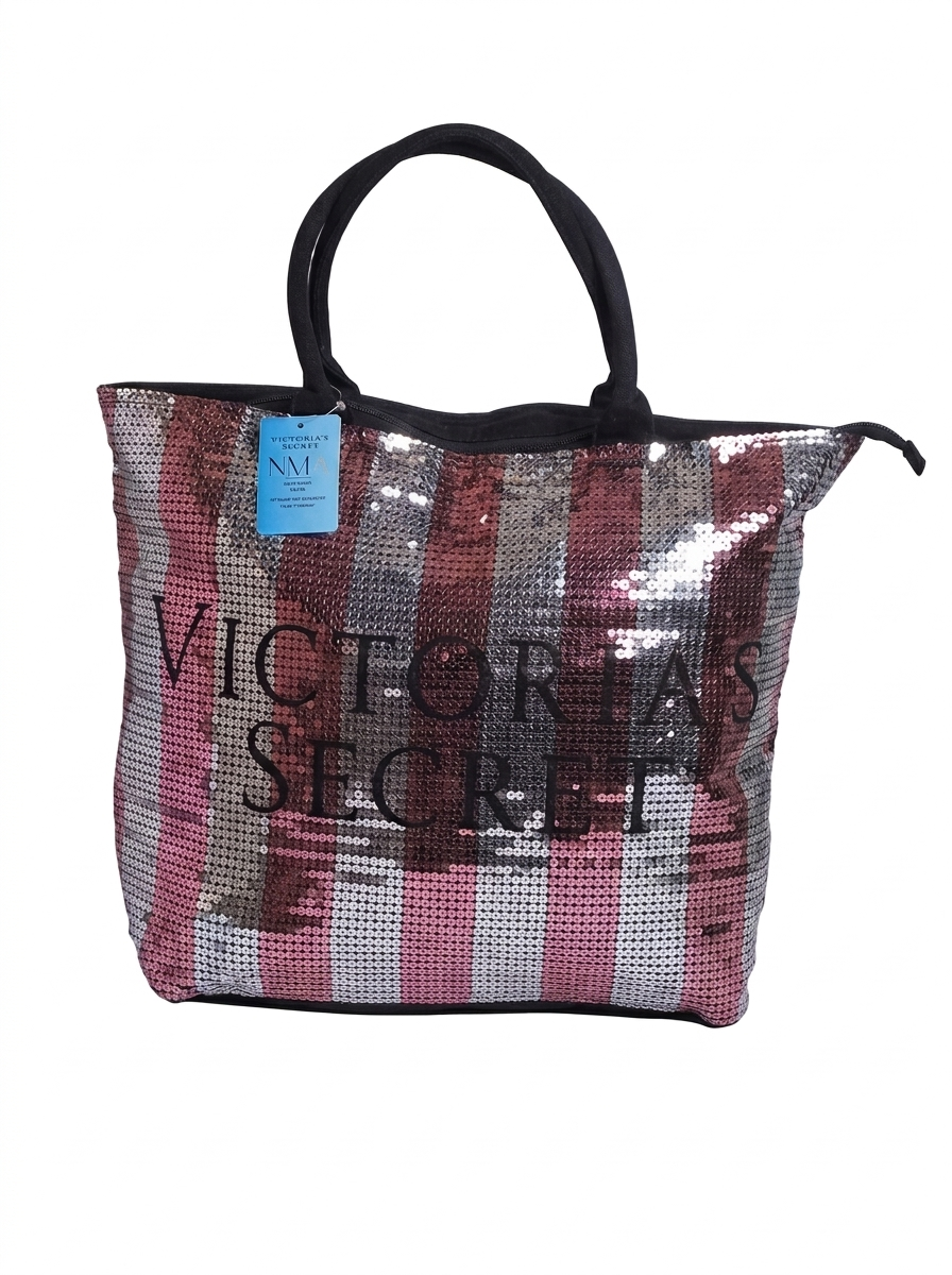 Victoria's Secret Sequin Stripe Large Weekender Tote Bag - Image 15