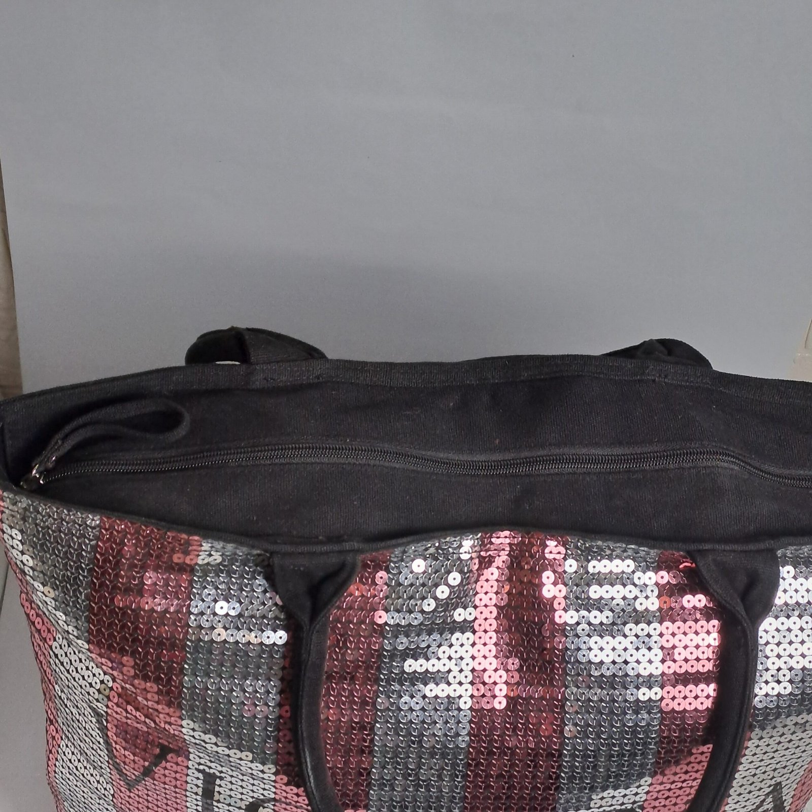 Victoria's Secret Sequin Stripe Large Weekender Tote Bag - Image 8