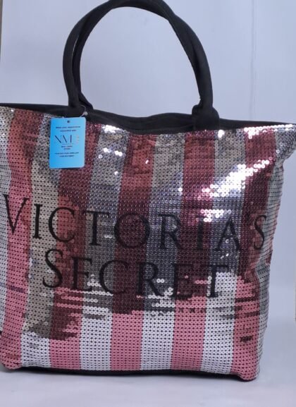 Victoria's Secret Sequin Stripe Large Weekender Tote Bag