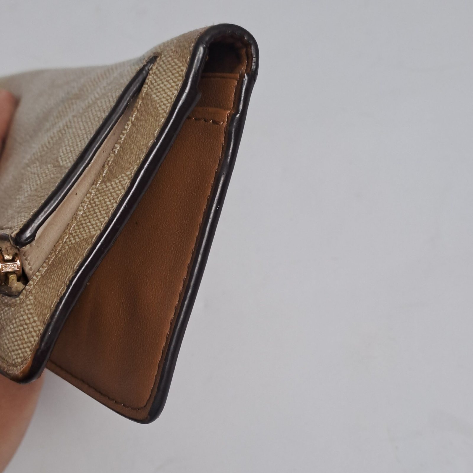 COACH Slim Zip Wallet in Signature Canvas (Khaki/Saddle - Image 10