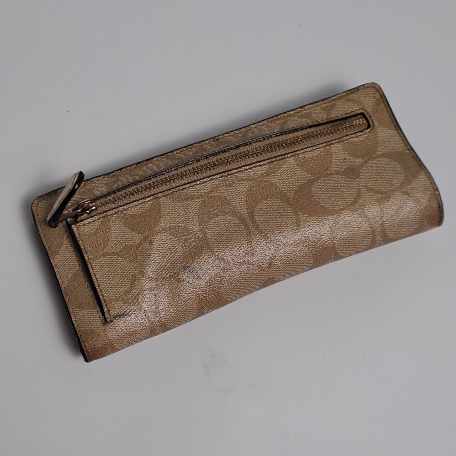 COACH Slim Zip Wallet in Signature Canvas (Khaki/Saddle - Image 14