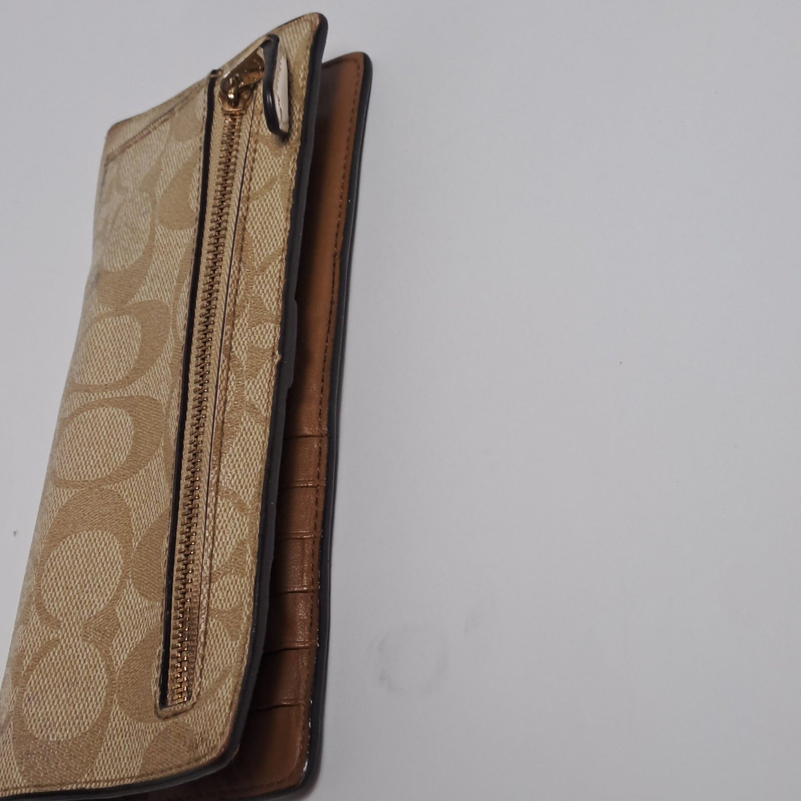 COACH Slim Zip Wallet in Signature Canvas (Khaki/Saddle - Image 16