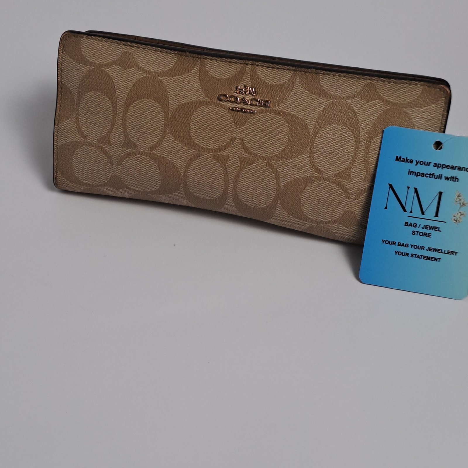 COACH Slim Zip Wallet in Signature Canvas (Khaki/Saddle - Image 2