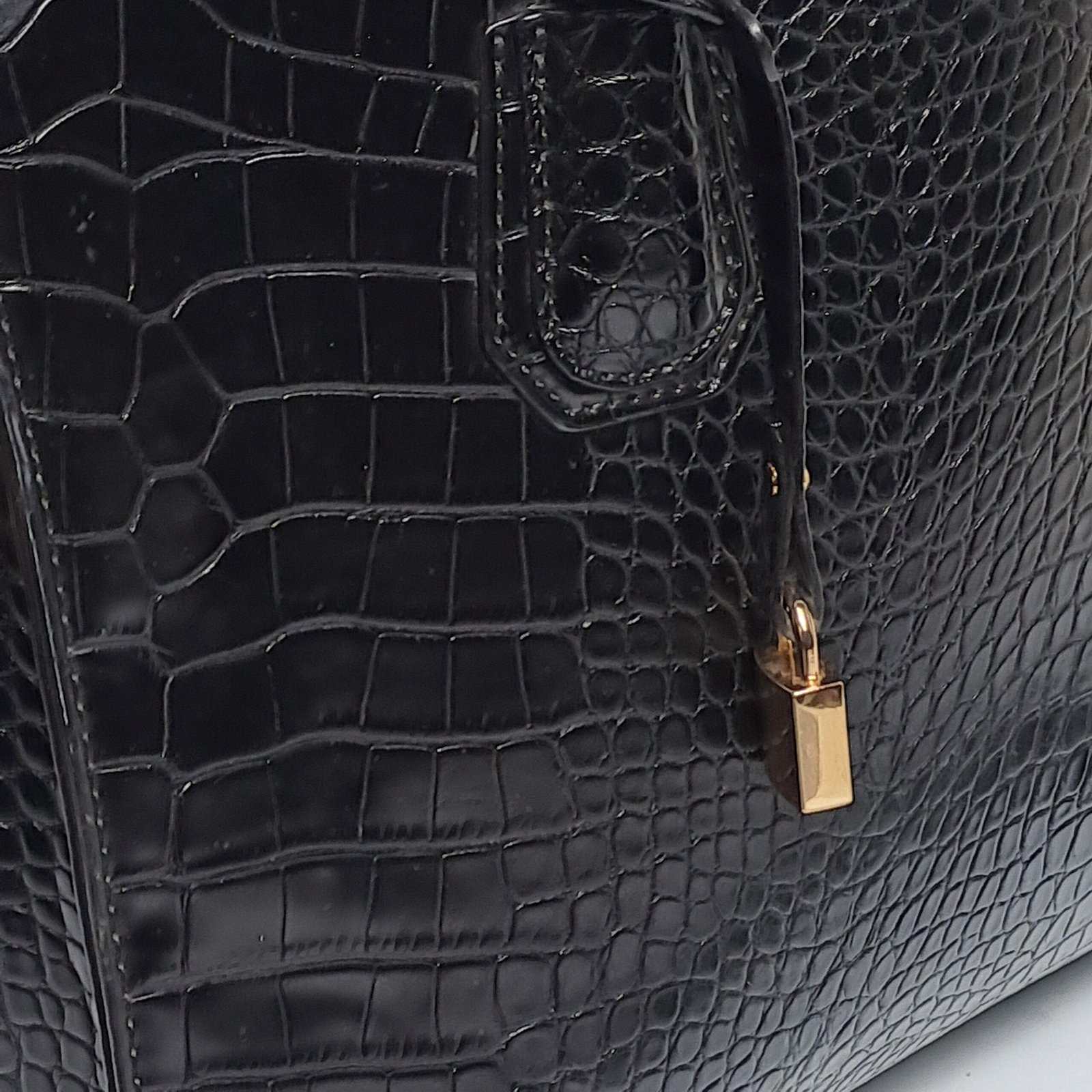 H&M Structured Satchel / Tote Bag Color Black - Image 4