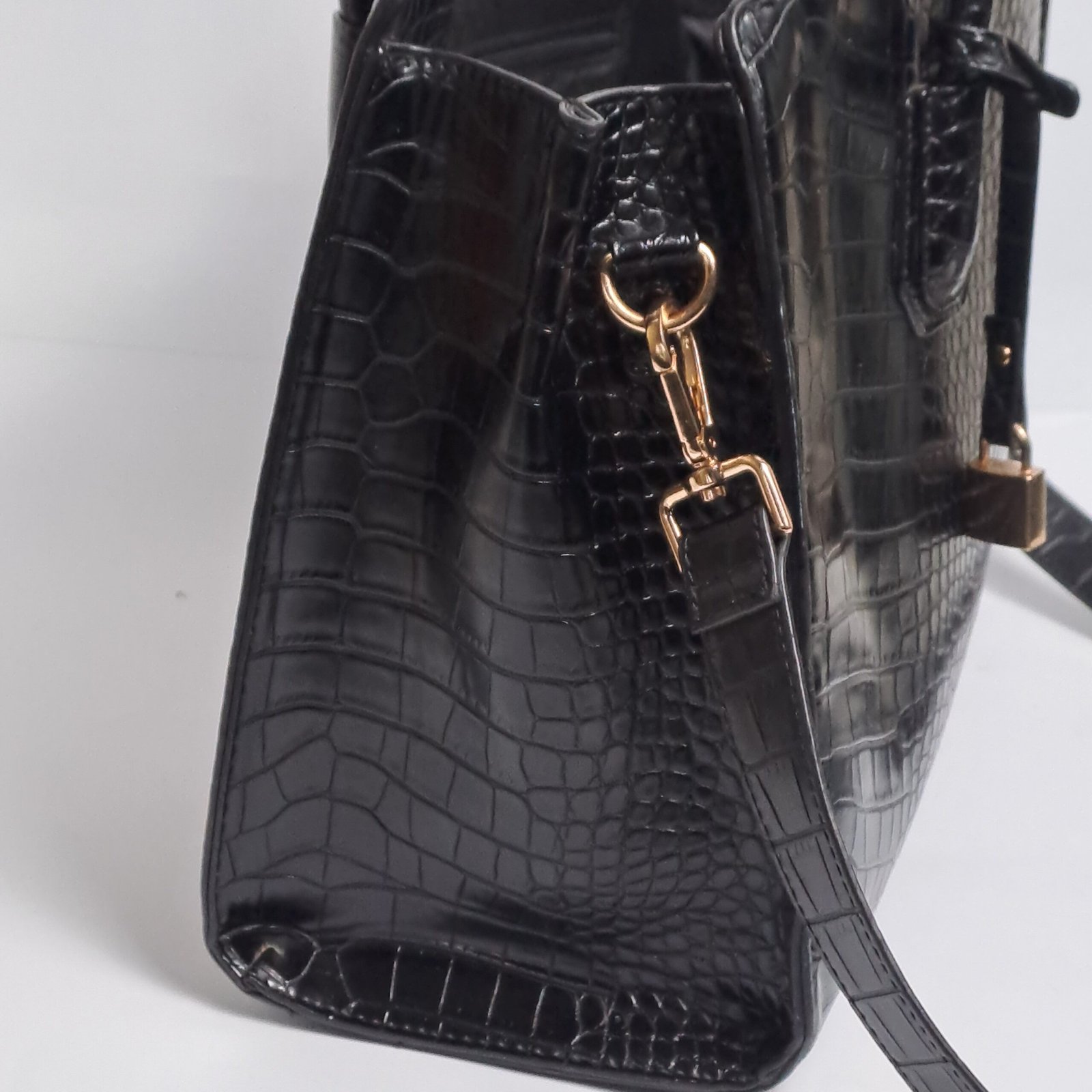H&M Structured Satchel / Tote Bag Color Black - Image 11