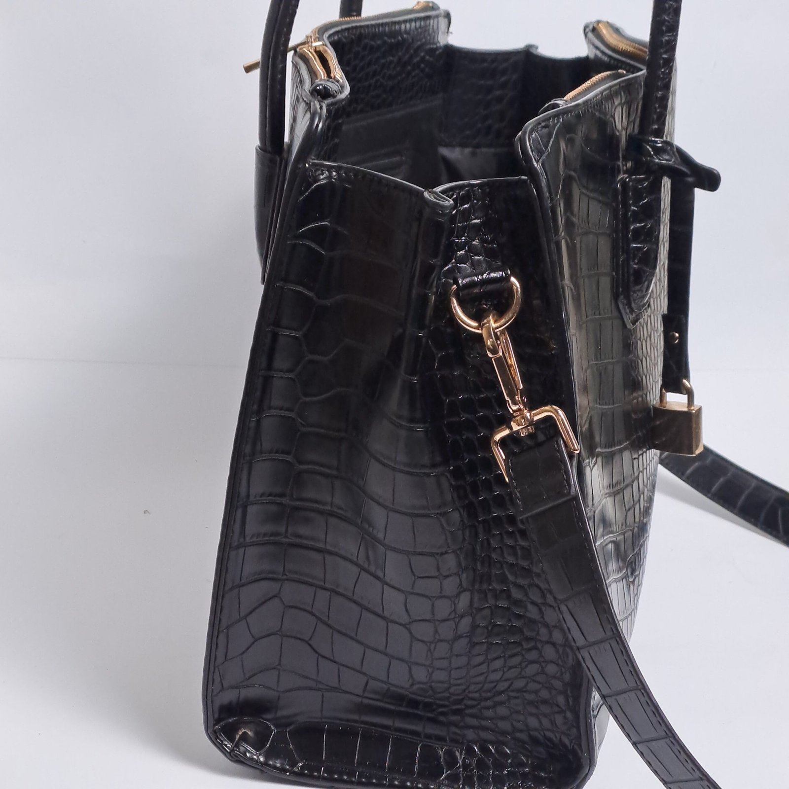 H&M Structured Satchel / Tote Bag Color Black - Image 10