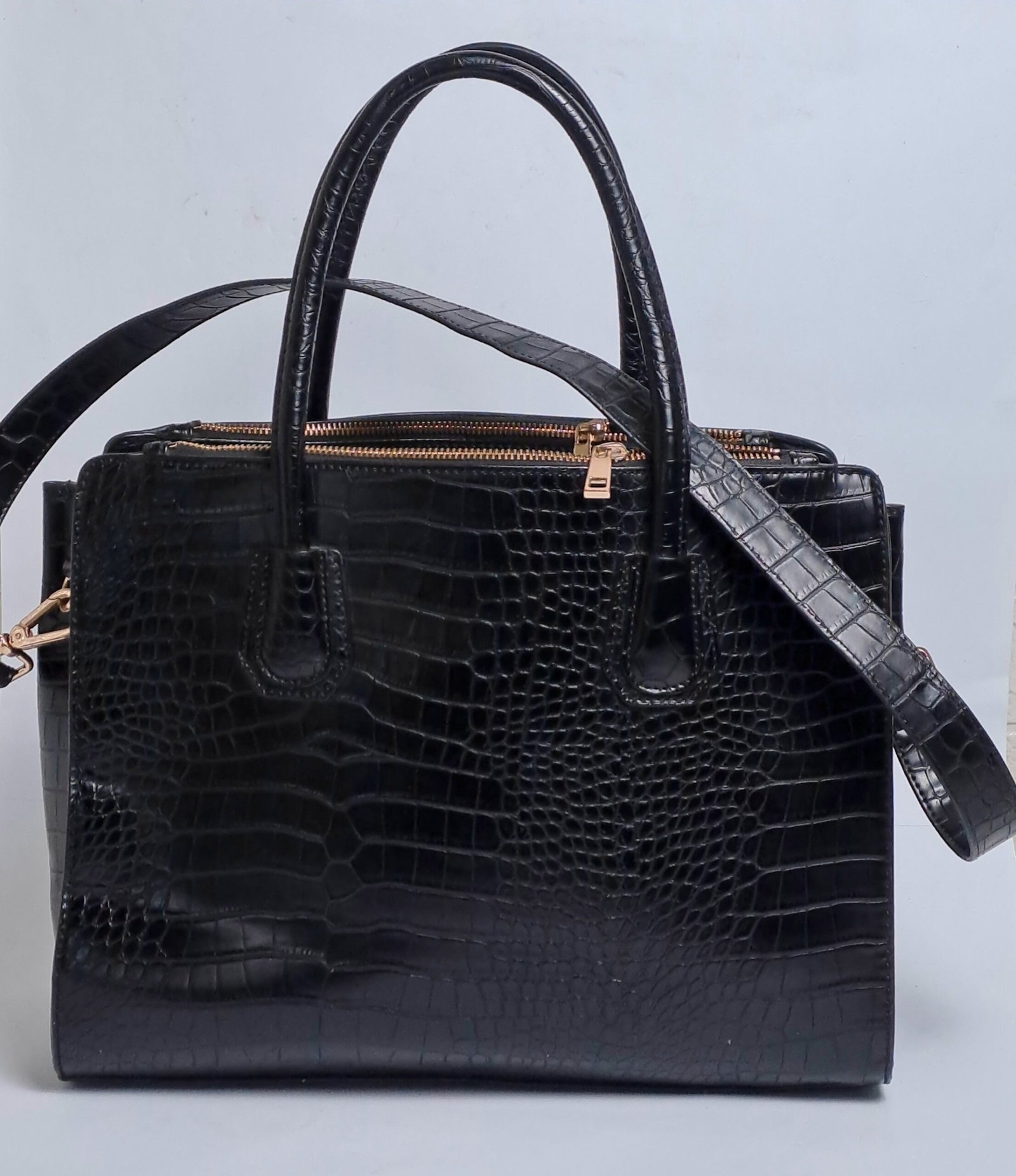H&M Structured Satchel / Tote Bag Color Black - Image 6