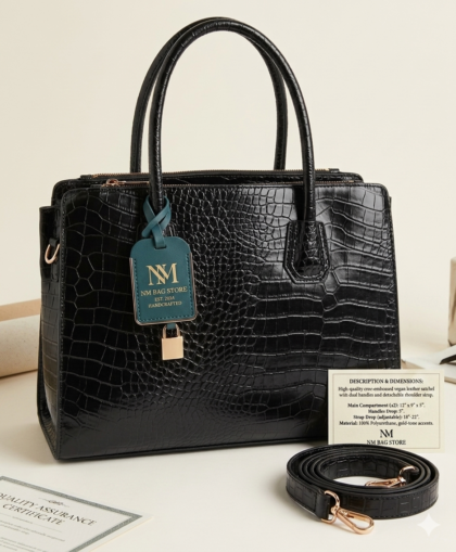 H&M Structured Satchel / Tote Bag Color Black