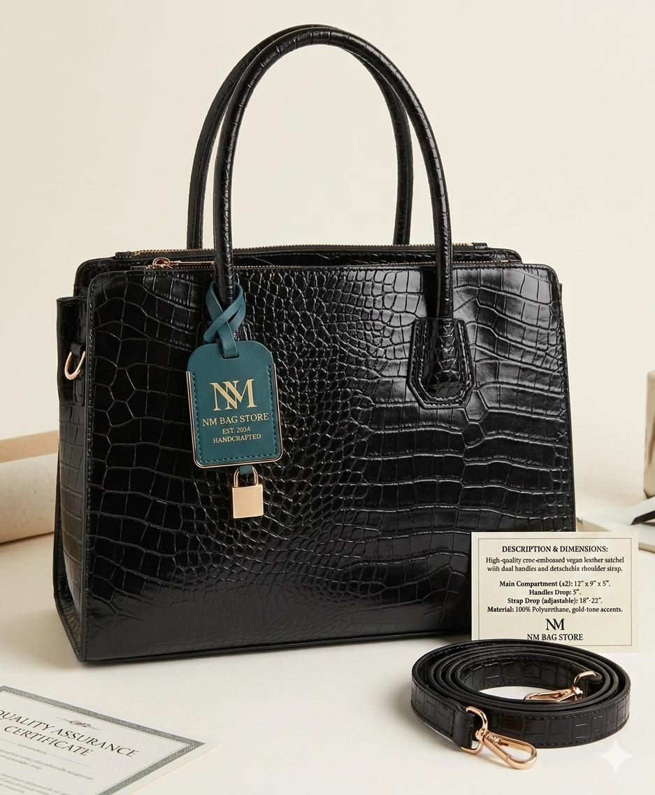 H&M Structured Satchel / Tote Bag Color Black
