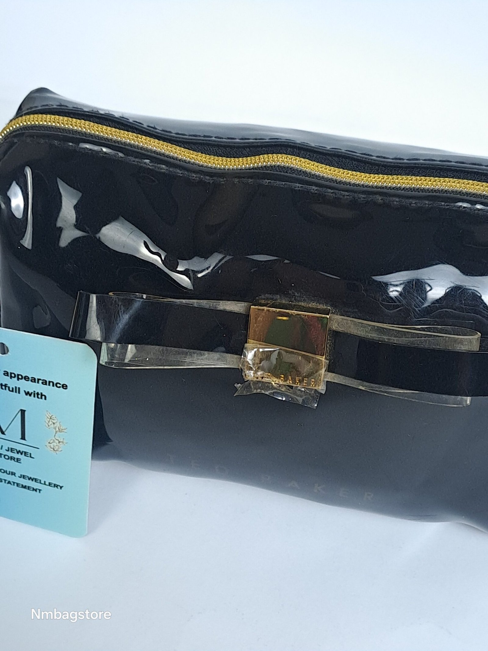 Ted Baker London Classic Black Patent Bow Cosmetic Pouch - Image 6