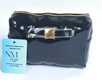 Ted Baker London Classic Black Patent Bow Cosmetic Pouch
