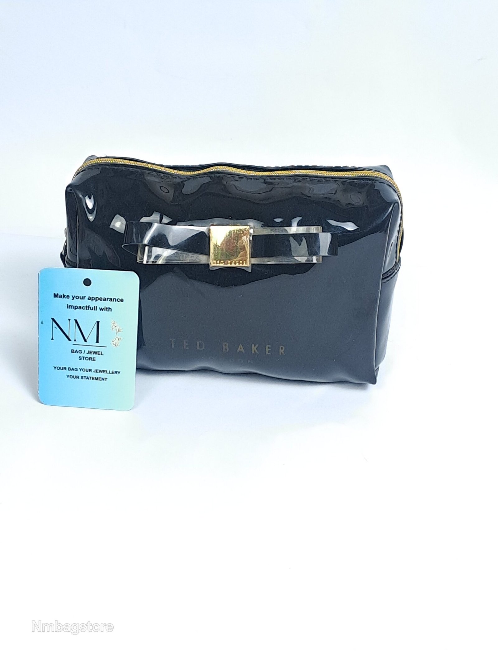 Ted Baker London Classic Black Patent Bow Cosmetic Pouch - Image 3