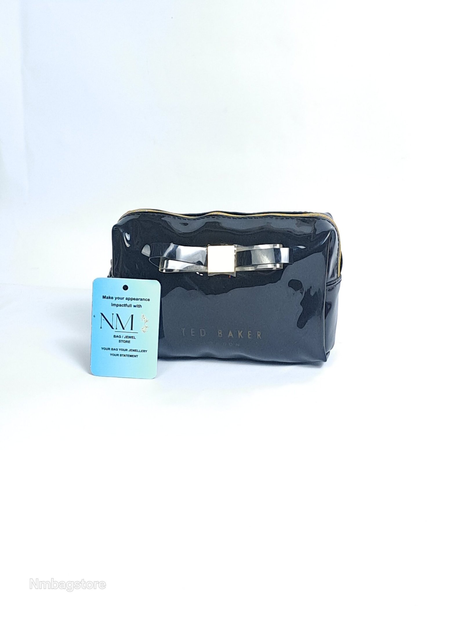 Ted Baker London Classic Black Patent Bow Cosmetic Pouch - Image 5