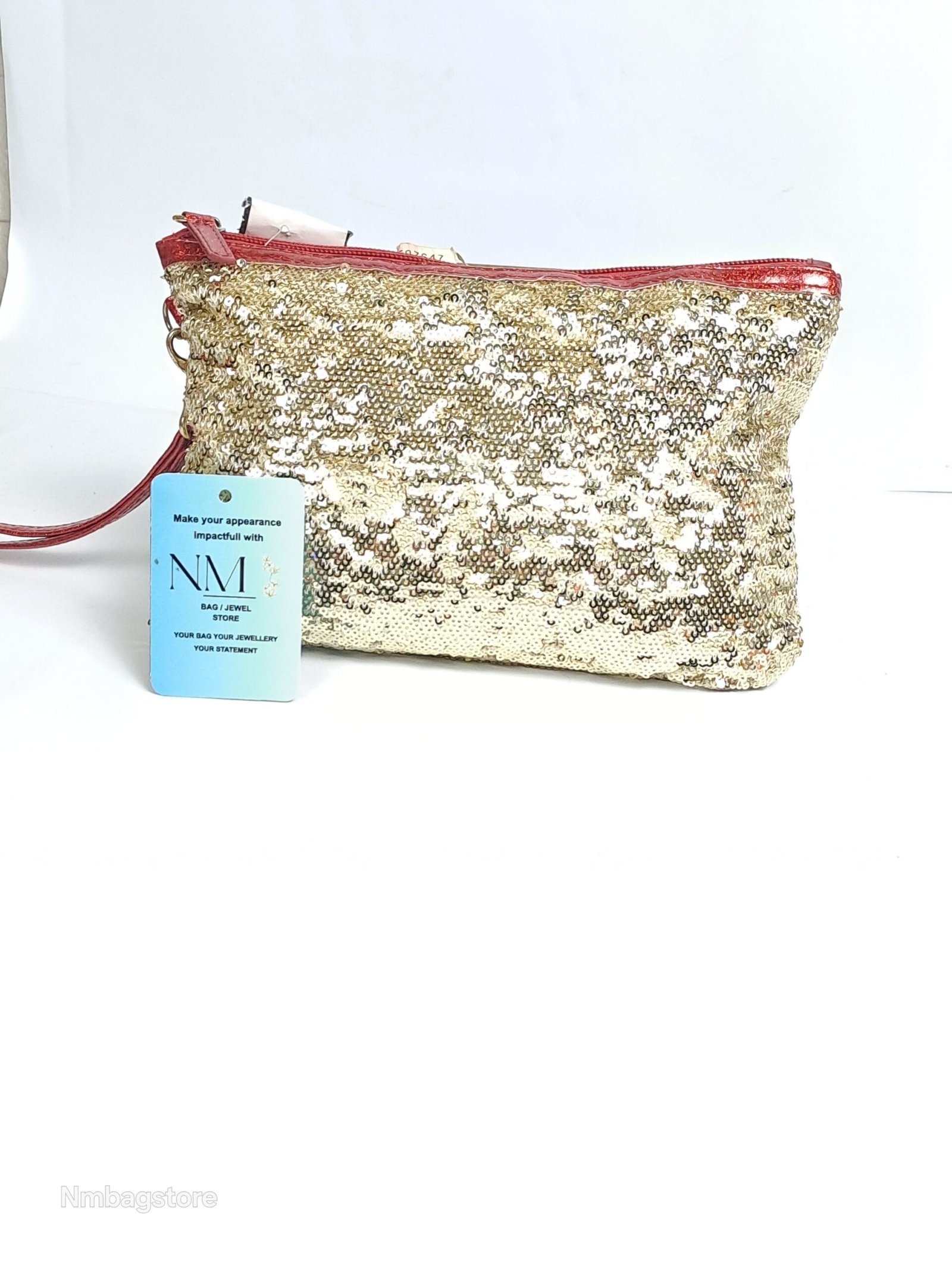 NM Golden Sequin wristlet/ Cosmetic Pouch