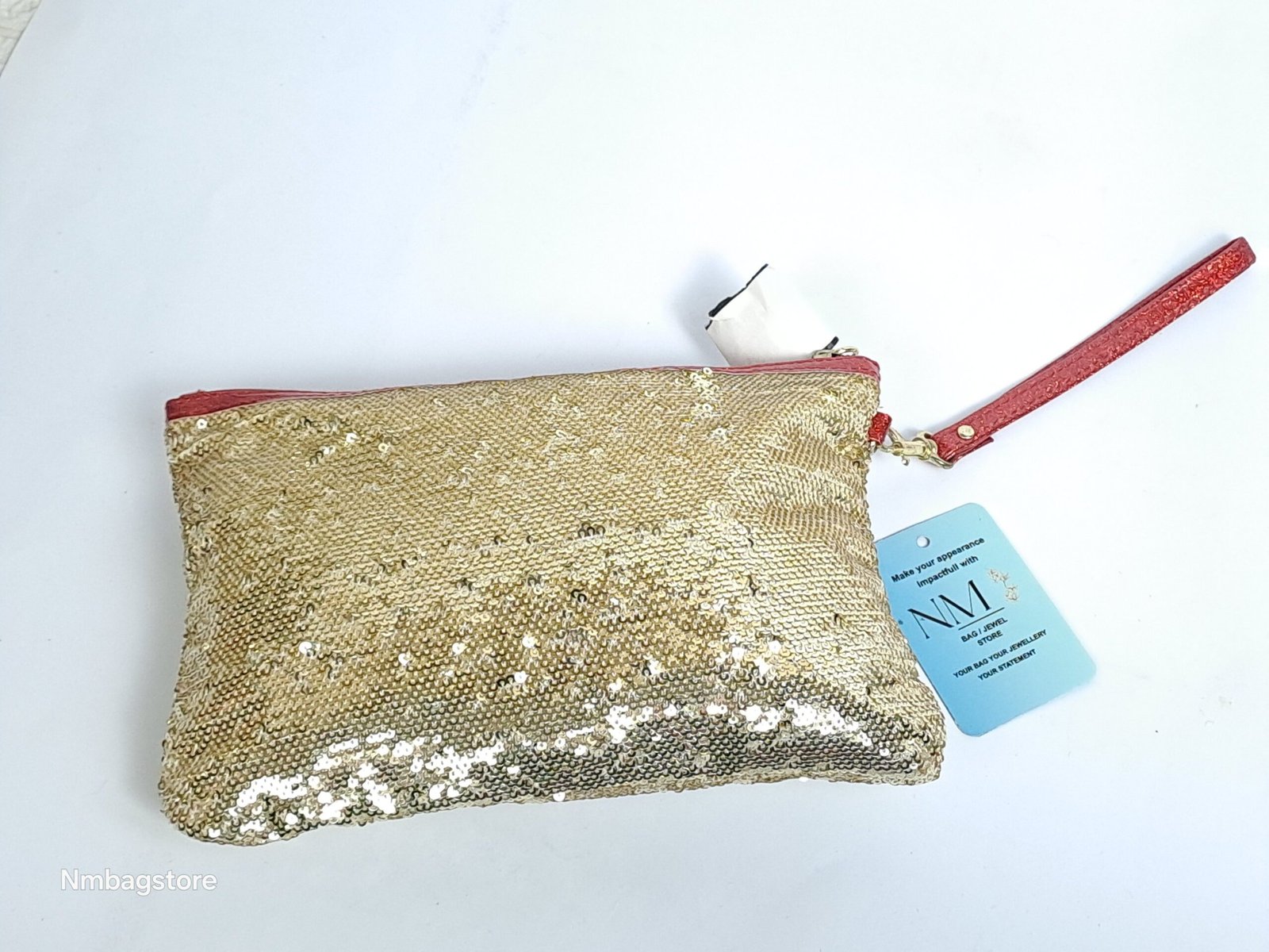 NM Golden Sequin wristlet/ Cosmetic Pouch - Image 2