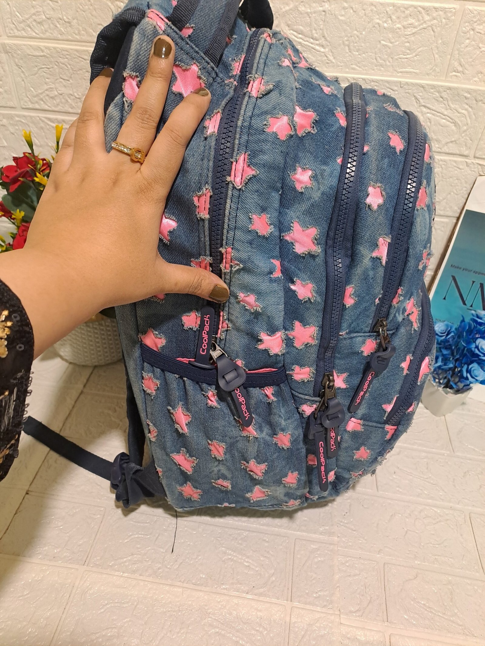 CoolPack Dart II Denim Pink Stars Backpack - Image 3