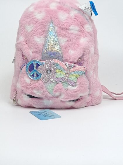The OMG! Accessories Miss Gwen Gwen Daisy Rainbow Butterfly Crown Faux Fur Mini Backpack