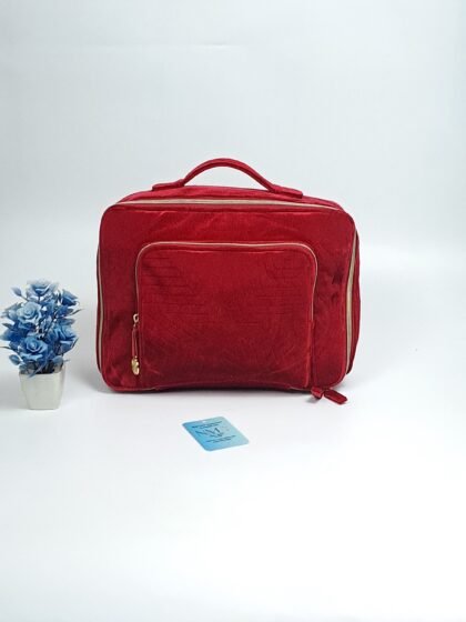 Estée Lauder Luxury Red Velvet Travel Vanity Case Bag (Pre-Loved)