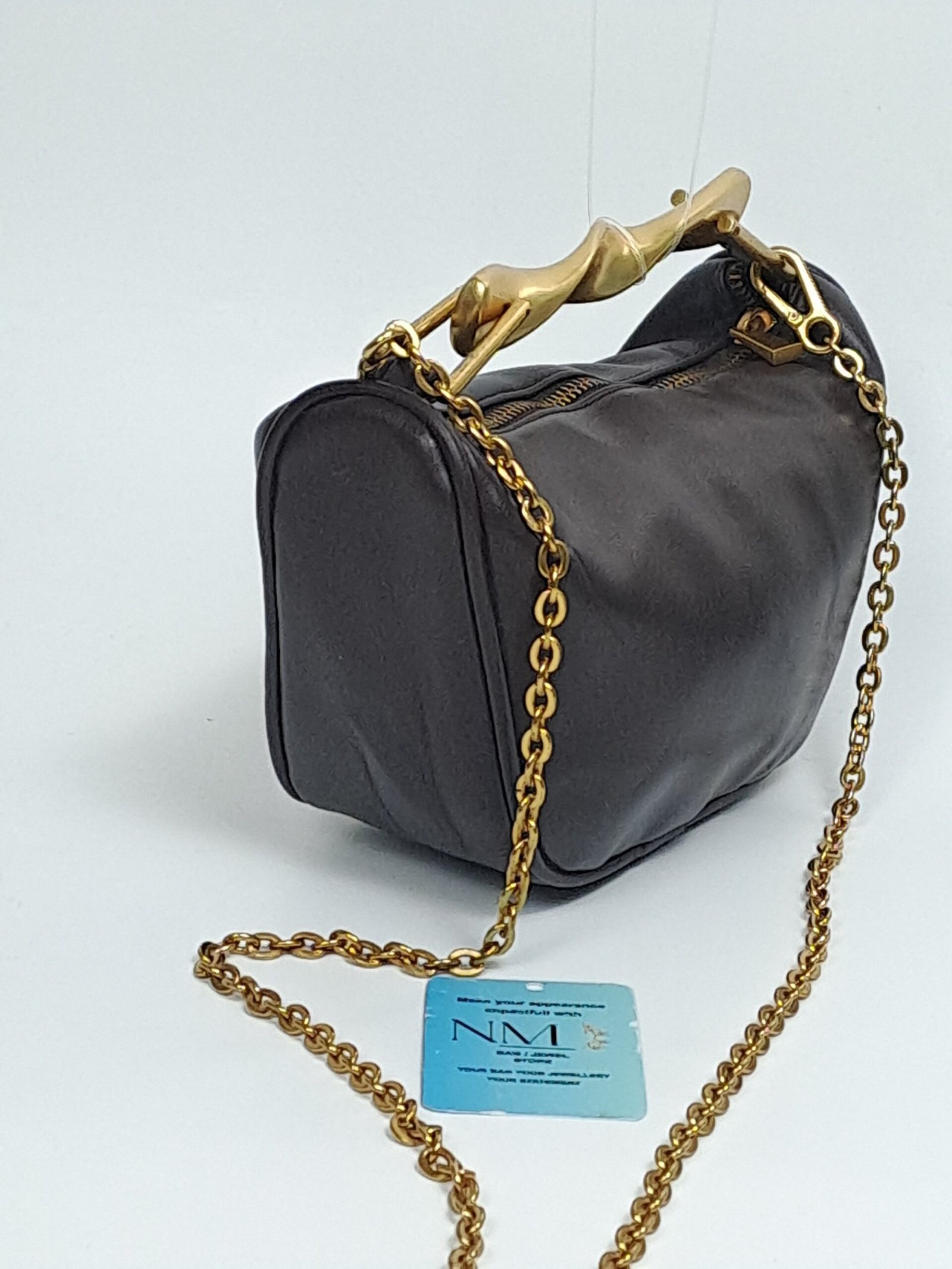 ZARA Mini Shoulder Bag with Metallic Bow Handle Tagged New in Pre-Loved Burgundy color - Image 2