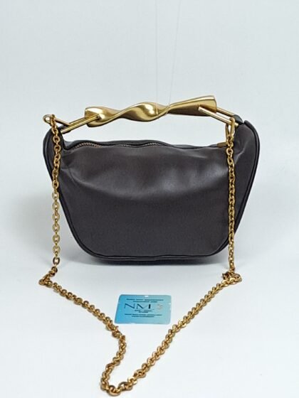 ZARA Mini Shoulder Bag with Metallic Bow Handle Tagged New in Pre-Loved Burgundy color