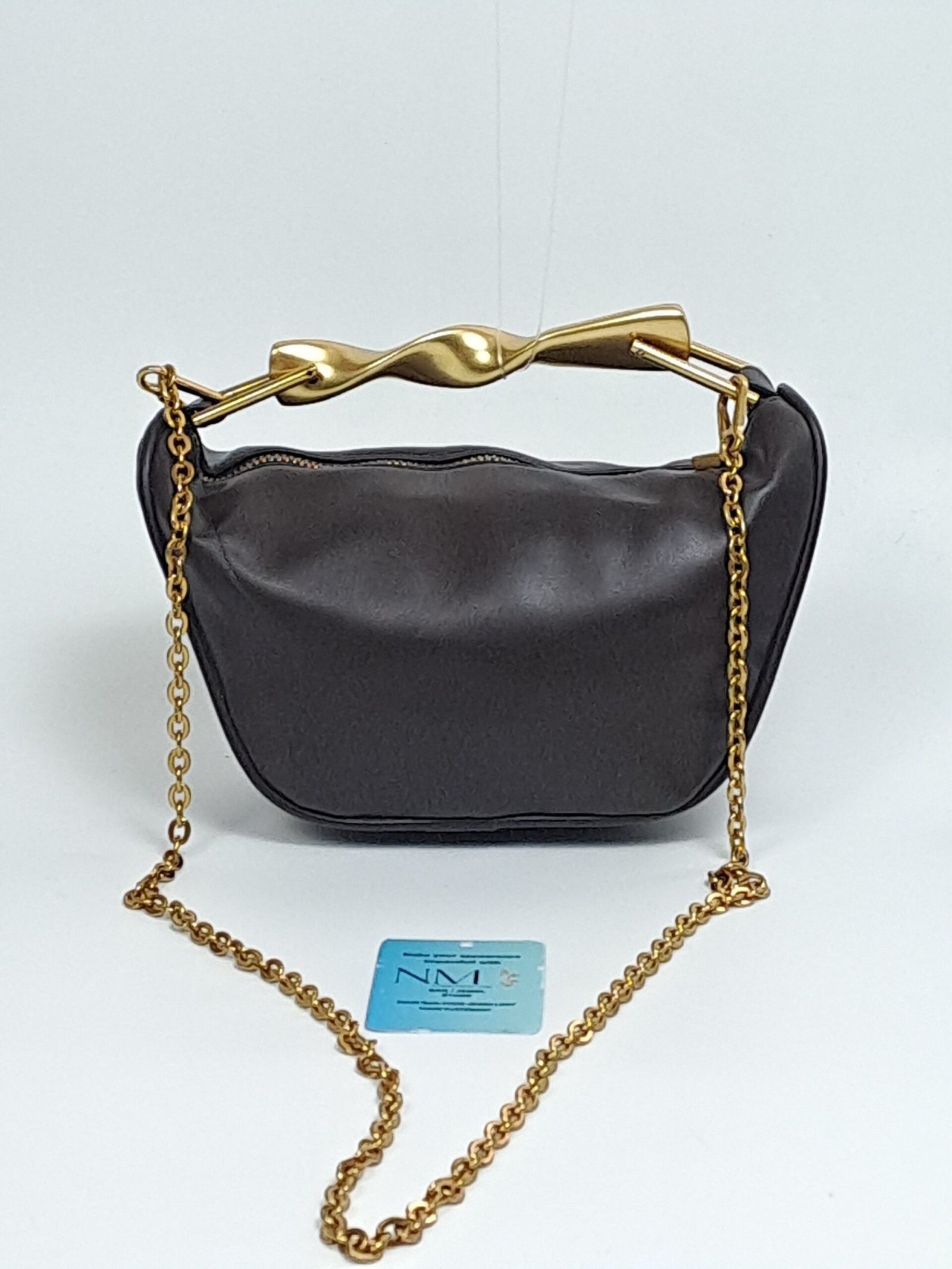 ZARA Mini Shoulder Bag with Metallic Bow Handle Tagged New in Pre-Loved Burgundy color