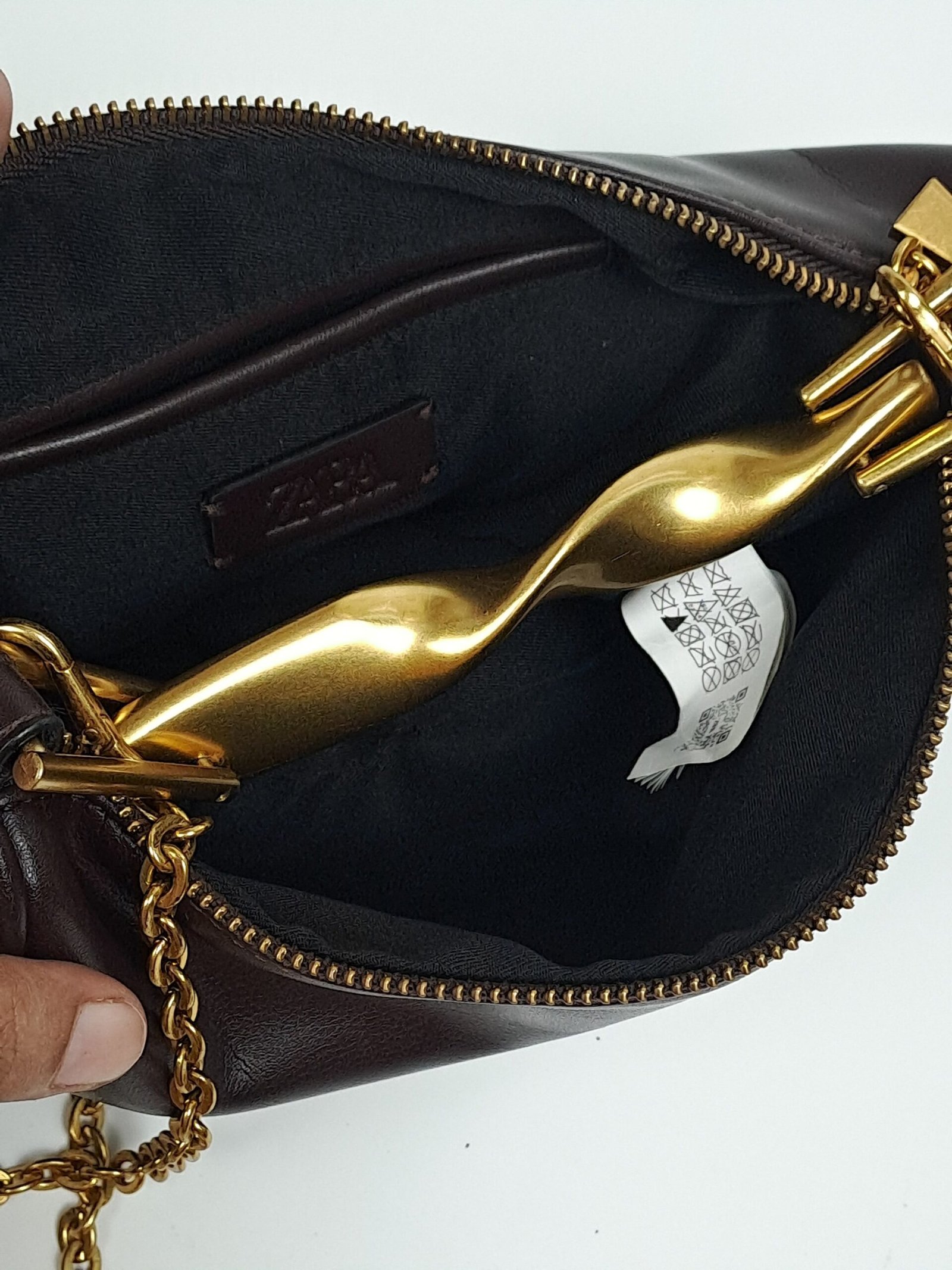 ZARA Mini Shoulder Bag with Metallic Bow Handle Tagged New in Pre-Loved Burgundy color - Image 3