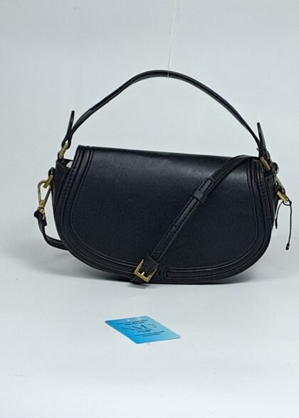 Zara Black Curved Flap Crossbody Bag like new (Preloved)