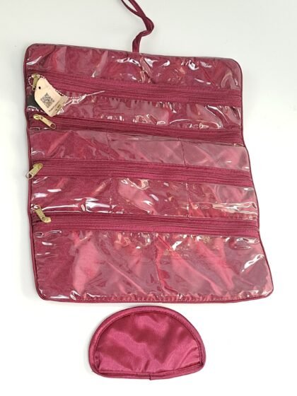 Maroon Roll-Up Travel Jewelry & Accessories Organizer